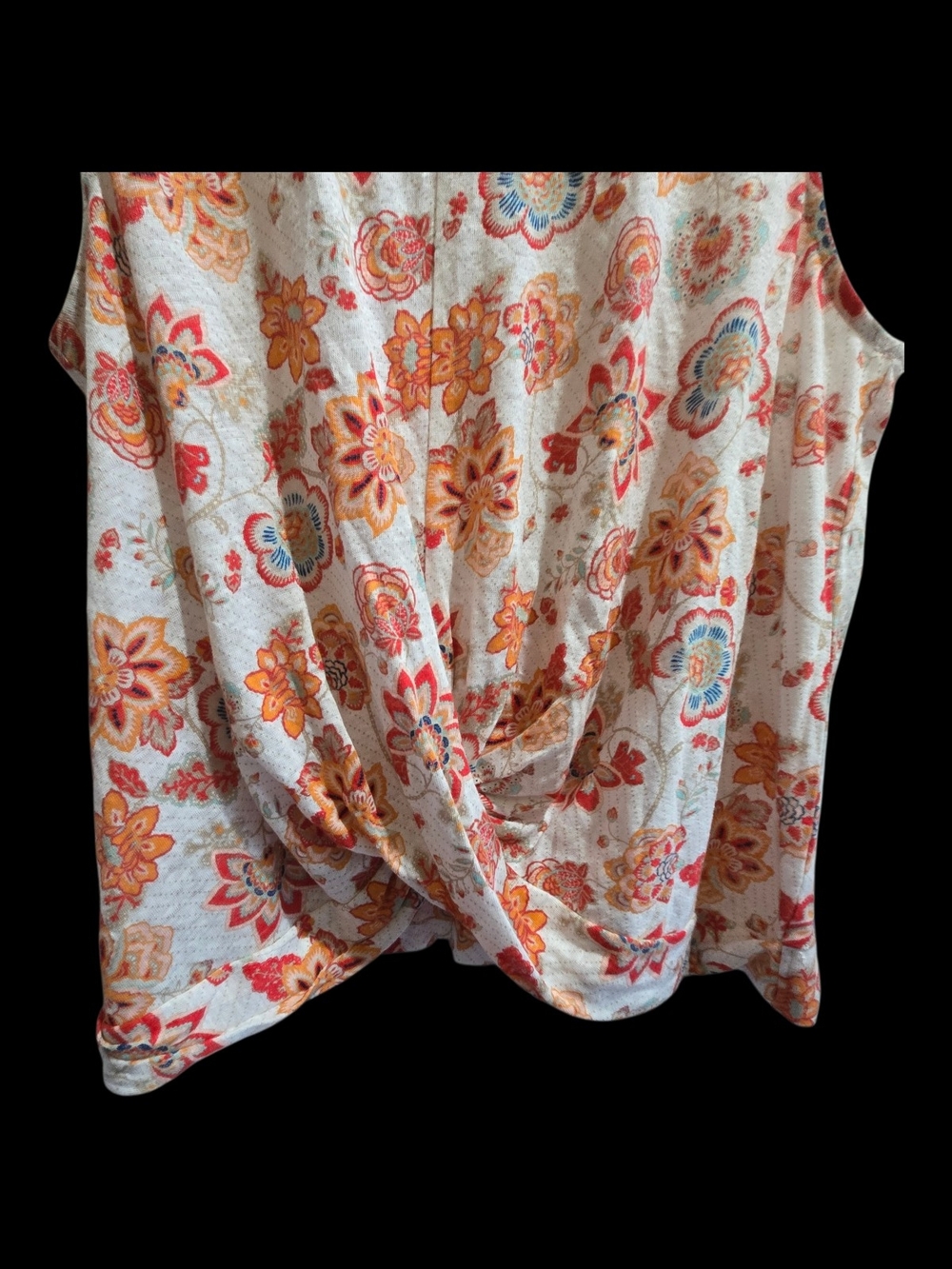 J. Jill Floral Twist-Front Linen Sleeveless Top - Picture 2 of 7